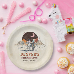 Assiettes En Carton Western Country Cowboy Rodéo Anniversaire Document