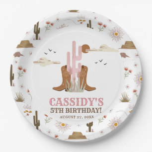 Assiettes En Carton Western Country Cowgirl Rodeo fête d'anniversaire
