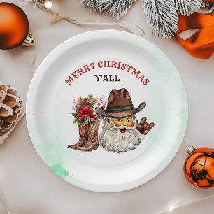 Assiettes En Carton Western Cowboy Père Noël