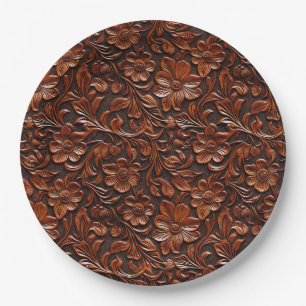 Assiettes En Carton Western Cowgirl Brown Floral