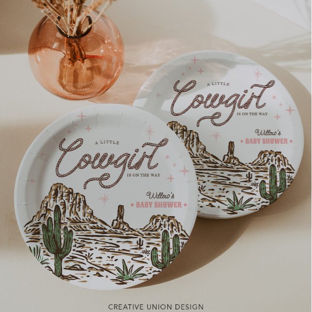 Assiettes En Carton Western Cowgirl Girl Baby Shower (Créateur téléchargé)