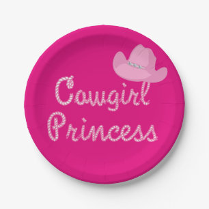 Assiettes En Carton Western Cowgirl Princess Party Casquette rose