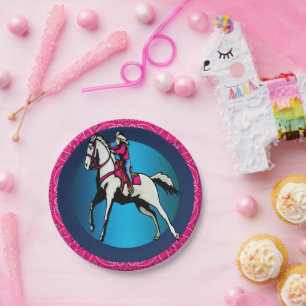 Assiettes En Carton Western Party Cowgirl équitation Cheval rose Banda