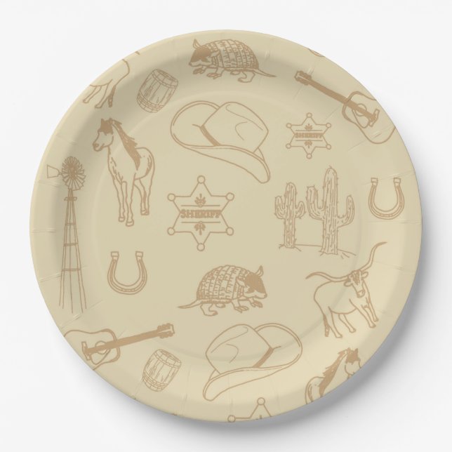 Assiettes En Carton Western Rodeo Theme Party 1er Rodeo Birthday Party (Devant)