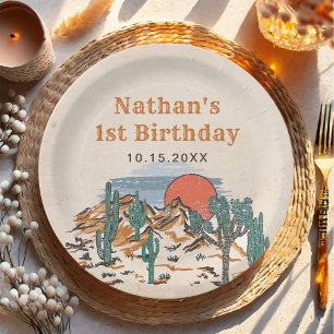 Assiettes En Carton Western Vintage Desert Rodeo 1er anniversaire