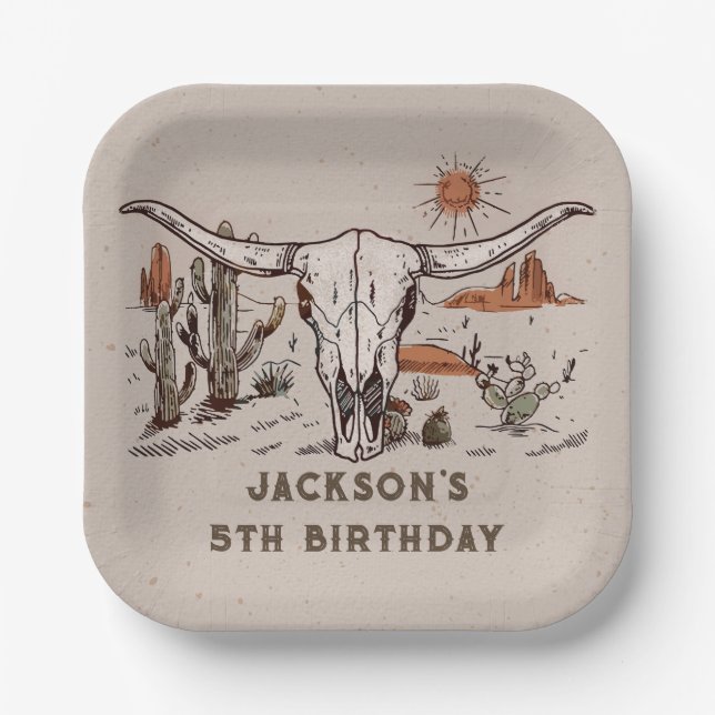 Assiettes En Carton Western Wild West Country Cowboy Anniversaire (Recto)