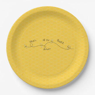 Assiettes En Carton "What's All The Buzz About?" Hand-Drawn Honeycomb 
