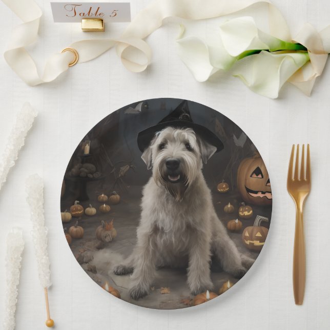Assiettes En Carton Wheaten Terrier Citrouille Halloween effroi (Mariage)