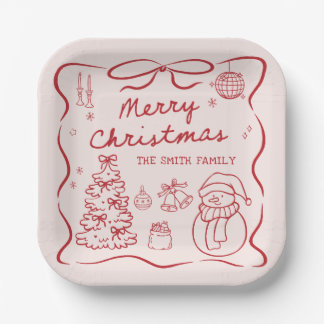 Assiettes En Carton Whimsical Bow Christmas Party Paper Plates