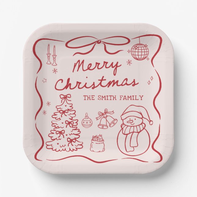Assiettes En Carton Whimsical Bow Christmas Party Paper Plates (Recto)
