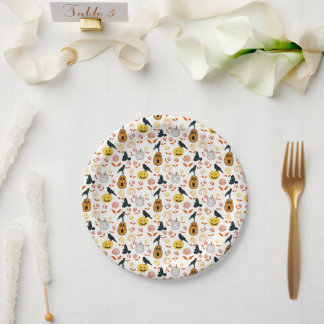 Assiettes En Carton Whimsical Halloween citrouille corbeau floraux d'a