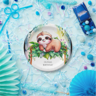 Assiettes En Carton Whimsical Kids Slothday