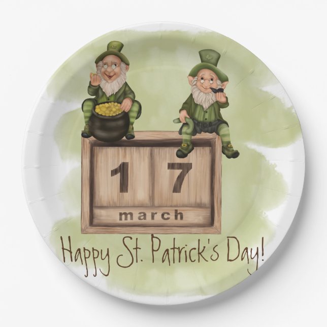 Assiettes En Carton Whimsical Leprechauns St. Patrick's Day (Devant)