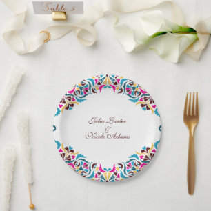 Assiettes En Carton Whimsical Luxury ivoire Floral Style Mariage front