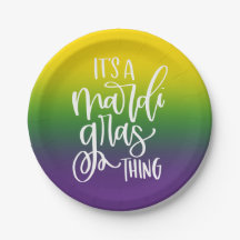Whimsical Mardi Gras Party Typography Design Ombre