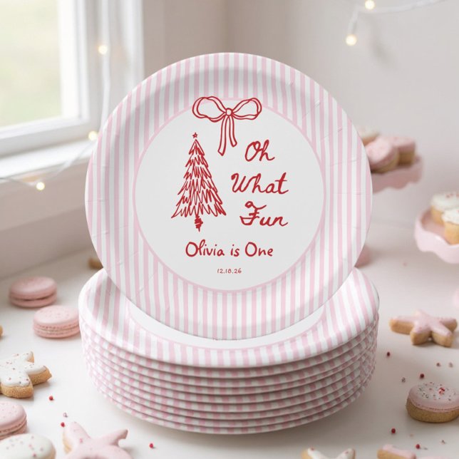 Assiettes En Carton Whimsical Oh What Fun Girl 1st Birthday Party (Créateur téléchargé)