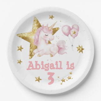 Assiettes En Carton Whimsical Pastel Unicorn Pony Party