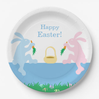 Assiettes En Carton Whimsical Rabbits Easter Paper Plate