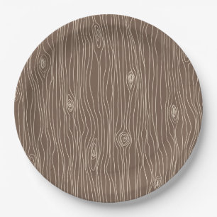 Assiettes En Carton Whimsical Rustic Wood Grain Forêt de bois
