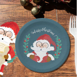 Assiettes En Carton Whimsical Winking Père Noël Plaque de papier de No
