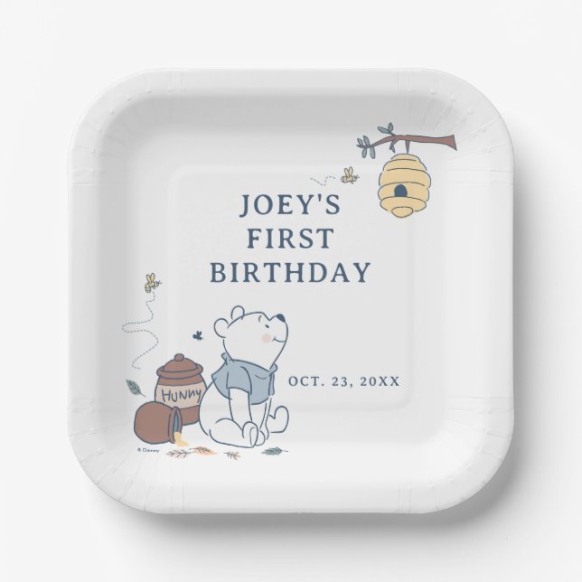 Assiettes En Carton Whimsical Winnie L'Oiseau Anniversaire (Recto)