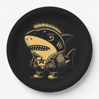 Assiettes En Carton Whimsigoth Cyborg Shark Art Vintage Design