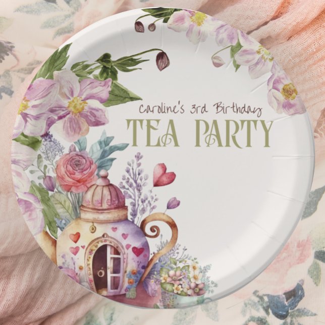 Assiettes En Carton WhimssFleur sauvage Fairytale Tea Party (Créateur téléchargé)