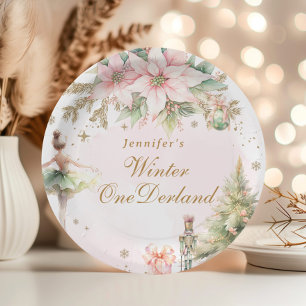 Assiettes En Carton Whimsski Winter Onederland Pastel rose anniversair