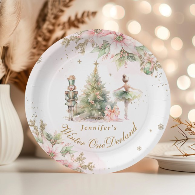 Assiettes En Carton Whimsski Winter Onederland Pastel rose anniversair (Créateur téléchargé)