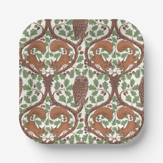 Assiettes En Carton Whispers/Chouettes et écureuils des bois dans le c (Recto)