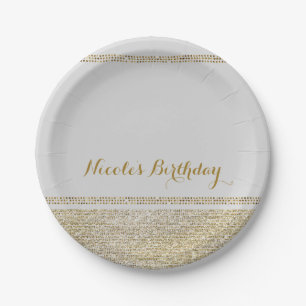 Assiettes En Carton White & Sparking Gold Glam Chic Elegant Party