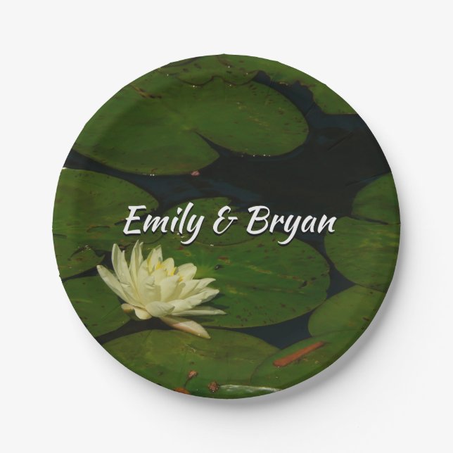 Assiettes En Carton White Waterlily I Peaceful (Devant)