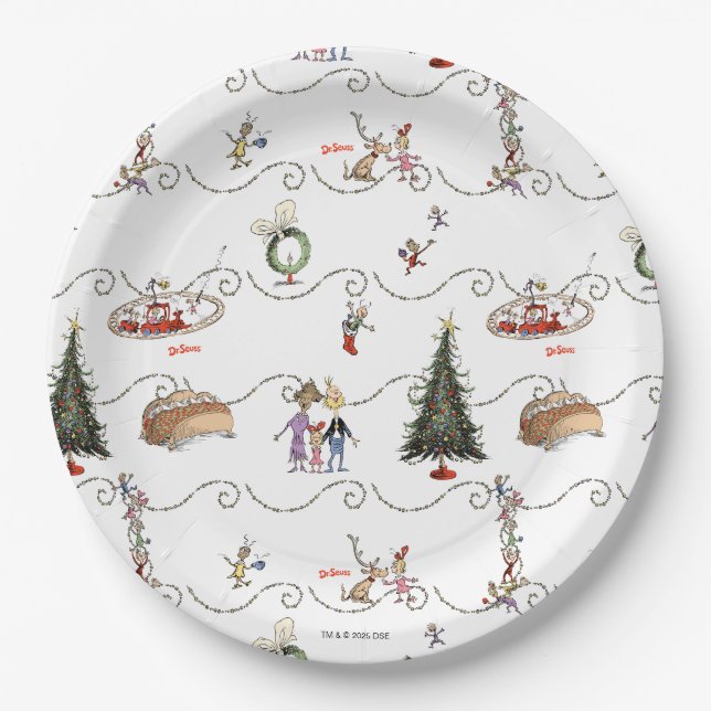 Assiettes En Carton Whoville Christmas Garland Celebration (Devant)