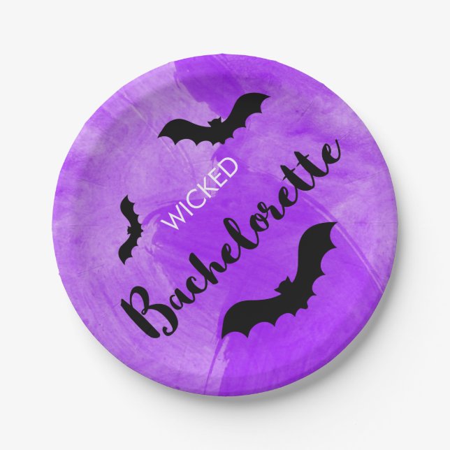 Assiettes En Carton Wicked Bachelorette Party Black Bat Witchy (Devant)