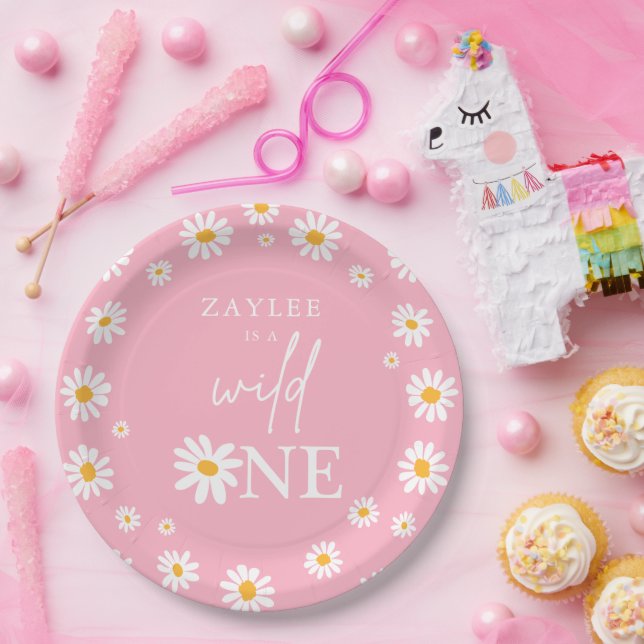 Assiettes En Carton Wild One 1er anniversaire fête Boho Retro Daisy (Fête)