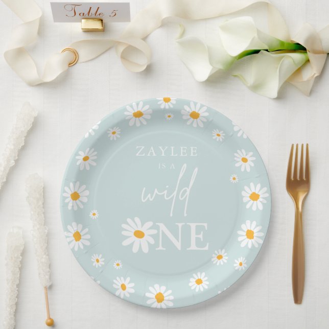 Assiettes En Carton Wild One 1er anniversaire fête Boho Retro Daisy Pa (Mariage)