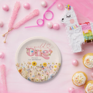 Assiettes En Carton Wild One 1er Fleur sauvage d'anniversaire