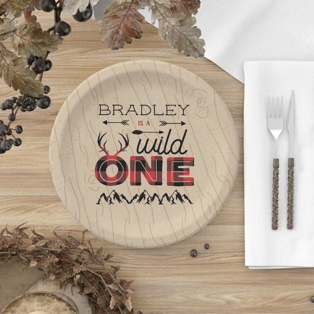 Assiettes En Carton Wild One Boys Rustic Plaid Lumberjack 1er annivers (Créateur téléchargé)