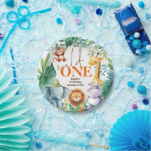 Assiettes En Carton Wild One Cute Safari Animaux 1er anniversaire