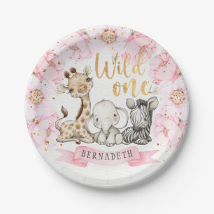 Assiettes En Carton Wild One Floral Peony Safari 1er anniversaire