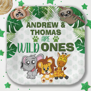 Assiettes En Carton Wild One Jungle Safari Animal Twins Premier annive