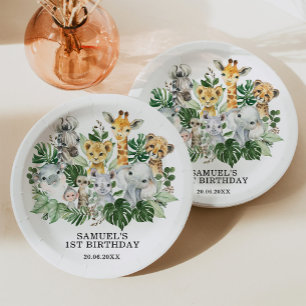 Assiettes En Carton Wild One Jungle Safari Animaux Anniversaire