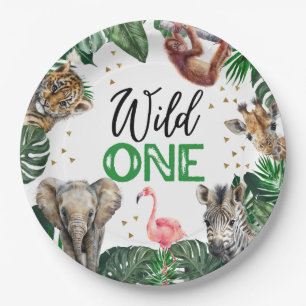 Assiettes En Carton Wild One Jungle Safari bébé garçon 1er anniversair