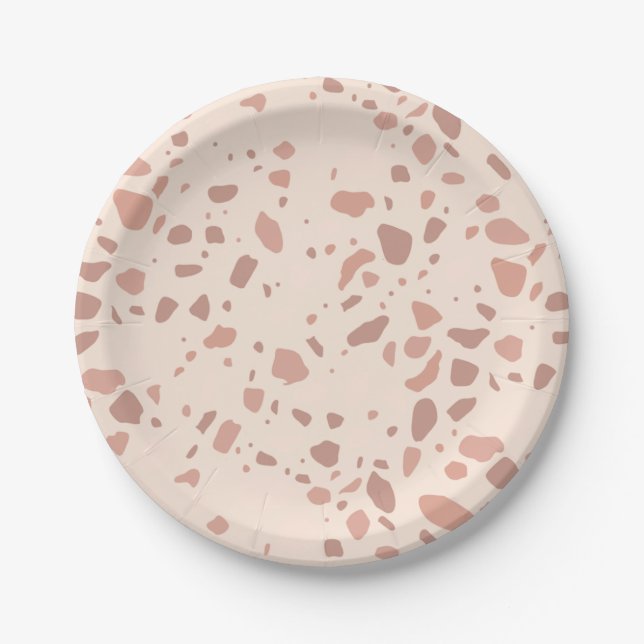 Assiettes En Carton Wild One Party Animal Giraffe Terazzo (Devant)
