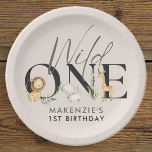 Assiettes En Carton Wild One Safari 1ère fête d'anniversaire