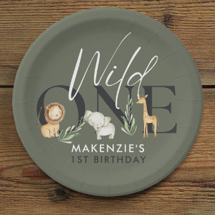 Assiettes En Carton Wild One Safari 1ère fête d'anniversaire