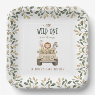 Assiettes En Carton Wild One Safari Animaux Baby shower neutre