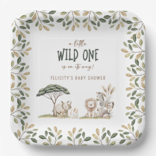 Assiettes En Carton Wild One Safari Animaux Baby shower neutre