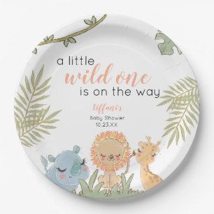 Assiettes En Carton Wild One Safari Animaux Fille Baby shower