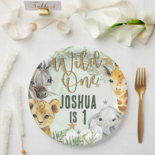 Assiettes En Carton Wild One Safari Animaux Plaques en papier